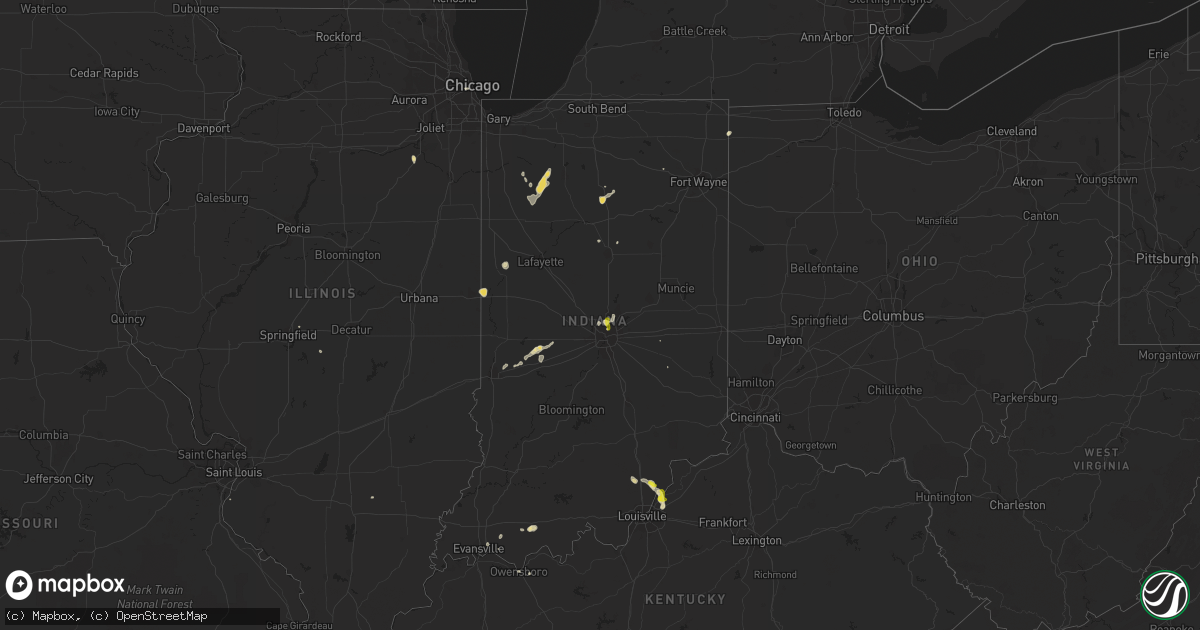 Hail map in Indiana on August 1, 2017