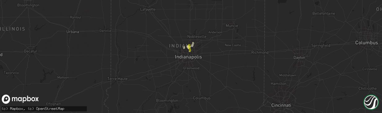 Hail map in Indianapolis, IN on August 1, 2017