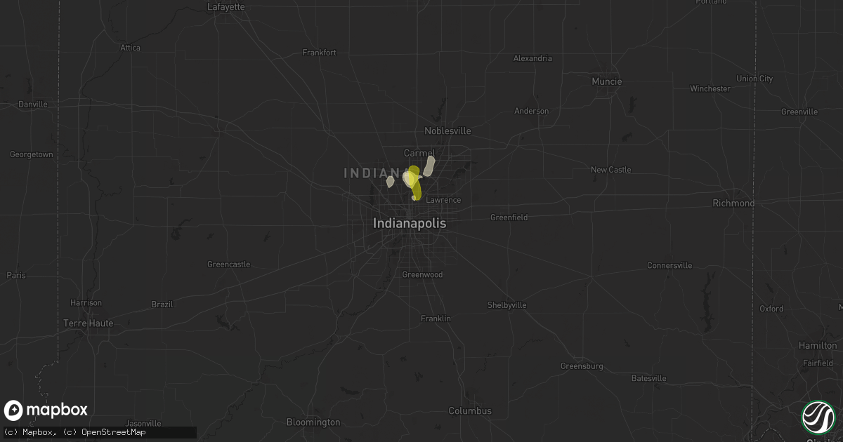 Hail map in Indianapolis, IN on August 1, 2017