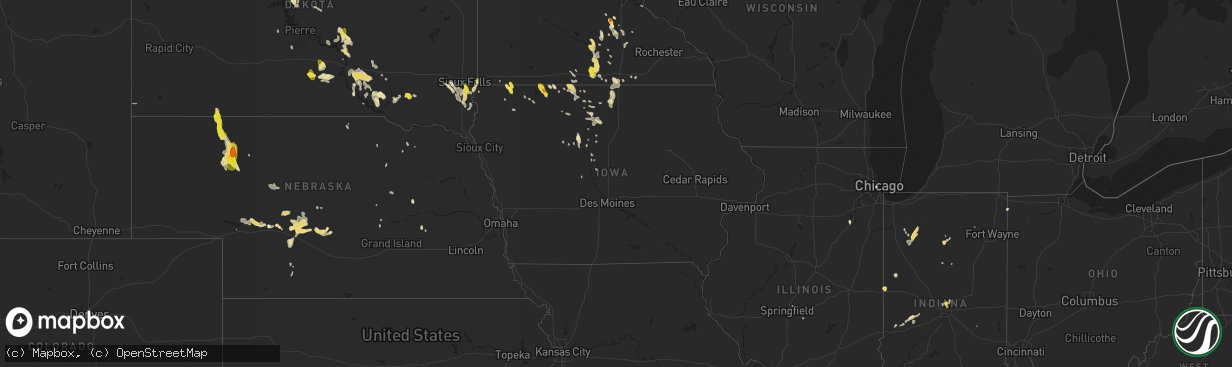 Hail map in Iowa on August 1, 2017