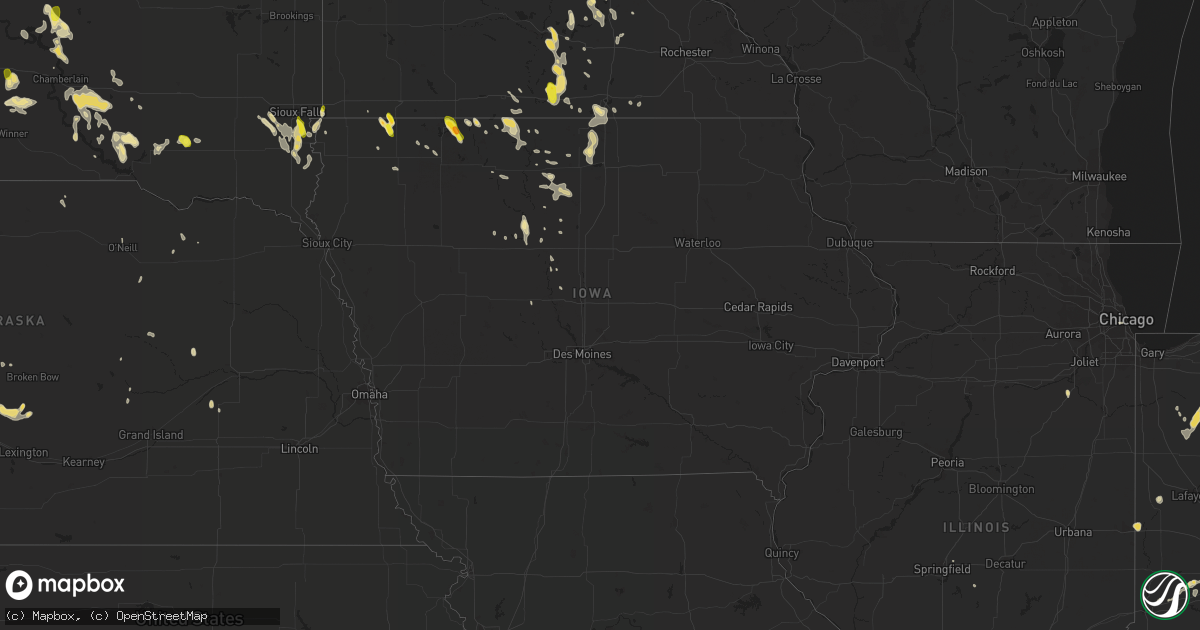 Hail map in Iowa on August 1, 2017
