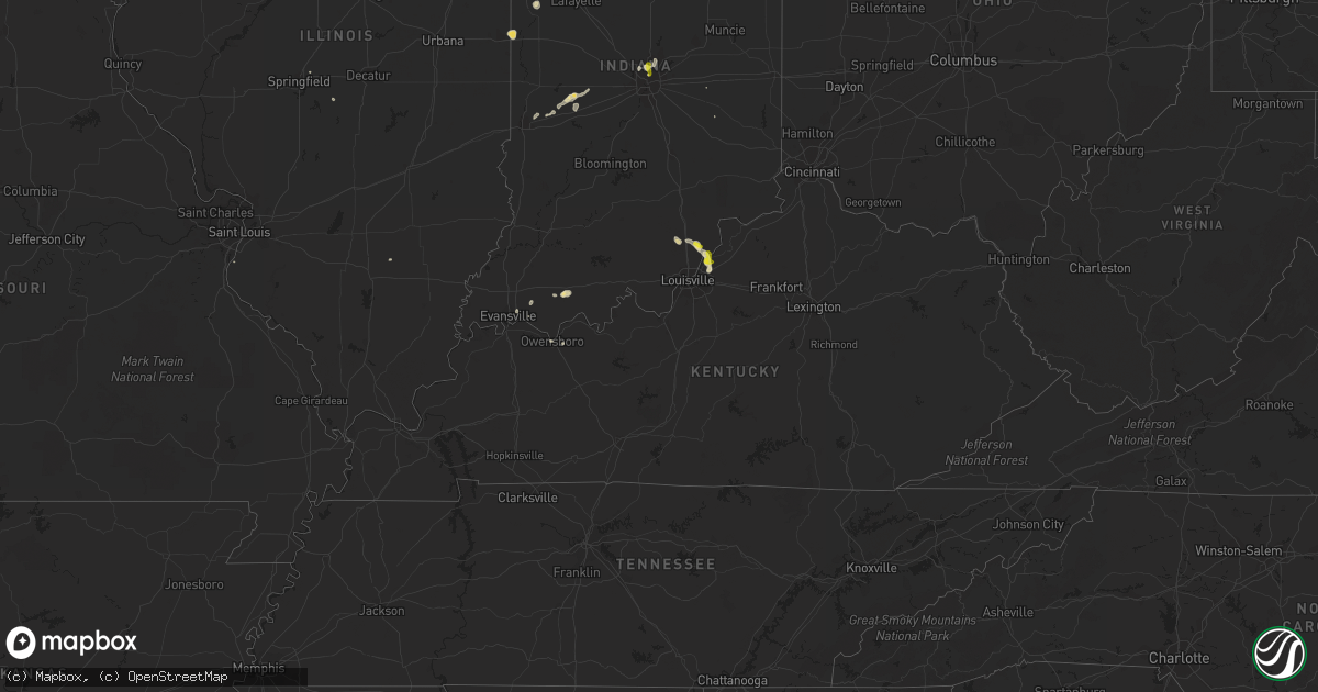Hail map in Kentucky on August 1, 2017