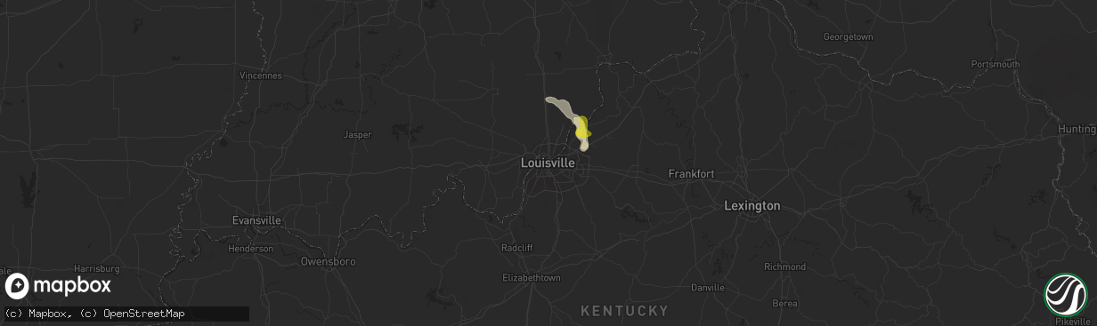 Hail map in Louisville, KY on August 1, 2017