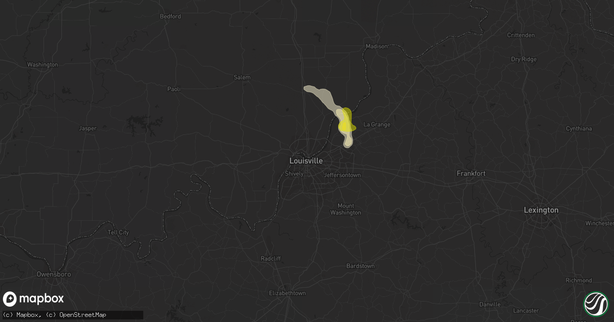 Hail map in Louisville, KY on August 1, 2017
