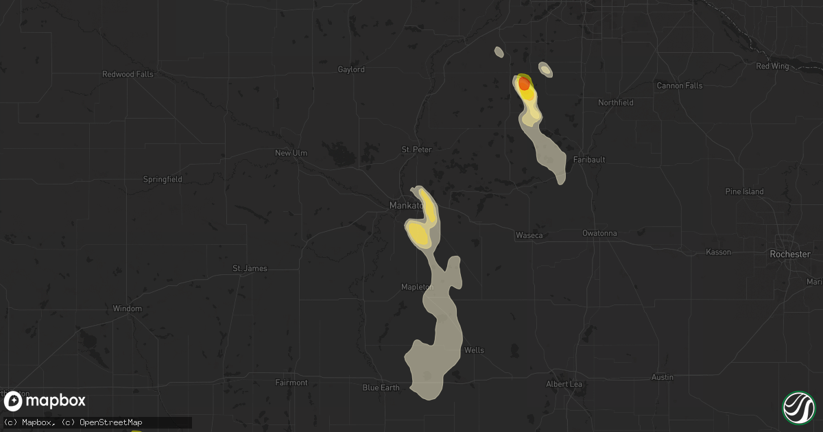 Hail map in Mankato, MN on August 1, 2017