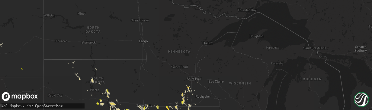 Hail map in Minnesota on August 1, 2017