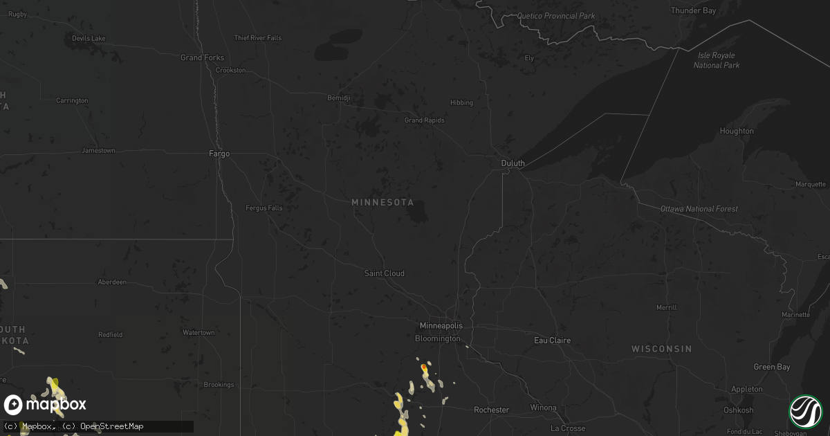 Hail map in Minnesota on August 1, 2017