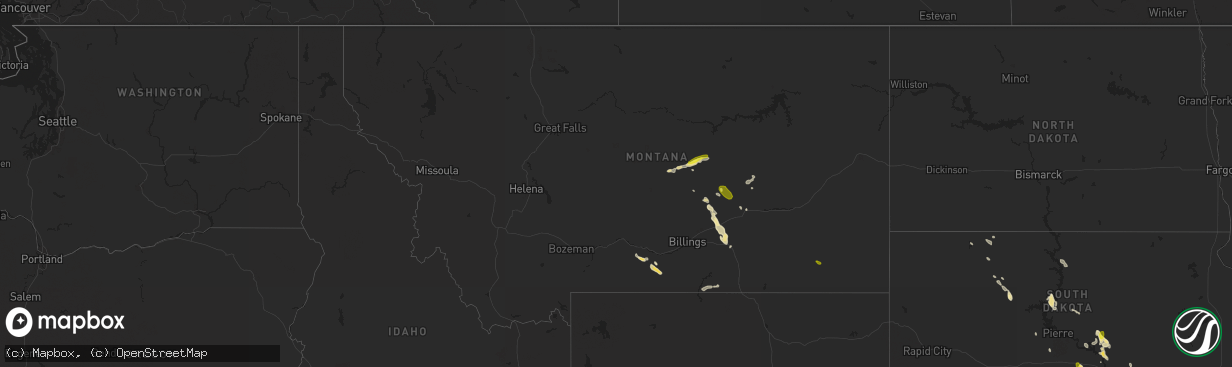 Hail map in Montana on August 1, 2017