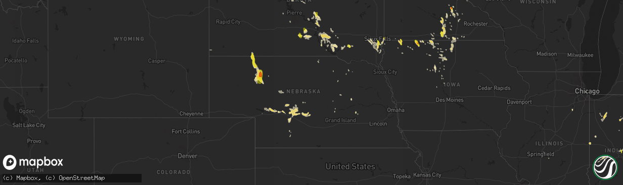 Hail map in Nebraska on August 1, 2017