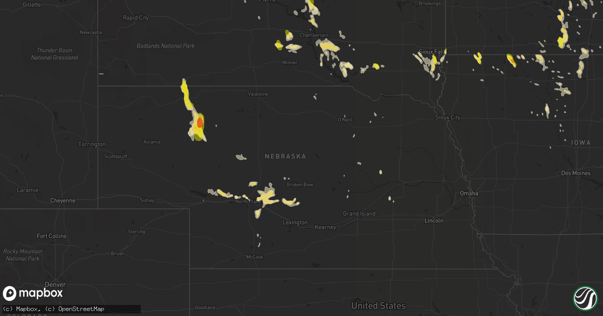 Hail map in Nebraska on August 1, 2017