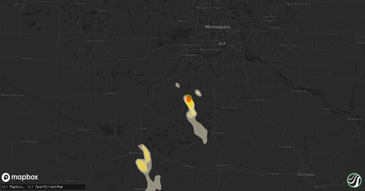 Hail map in New Prague, MN on August 1, 2017