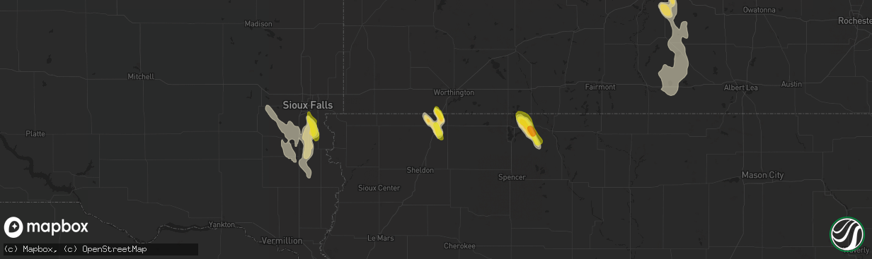 Hail map in Sibley, IA on August 1, 2017