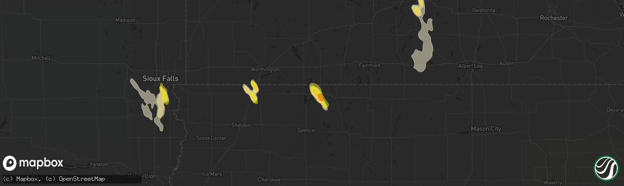 Hail map in Spirit Lake, IA on August 1, 2017