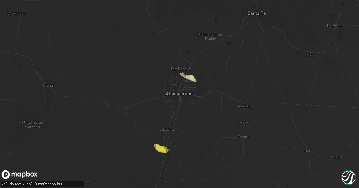 Hail map in Albuquerque, NM on August 1, 2018