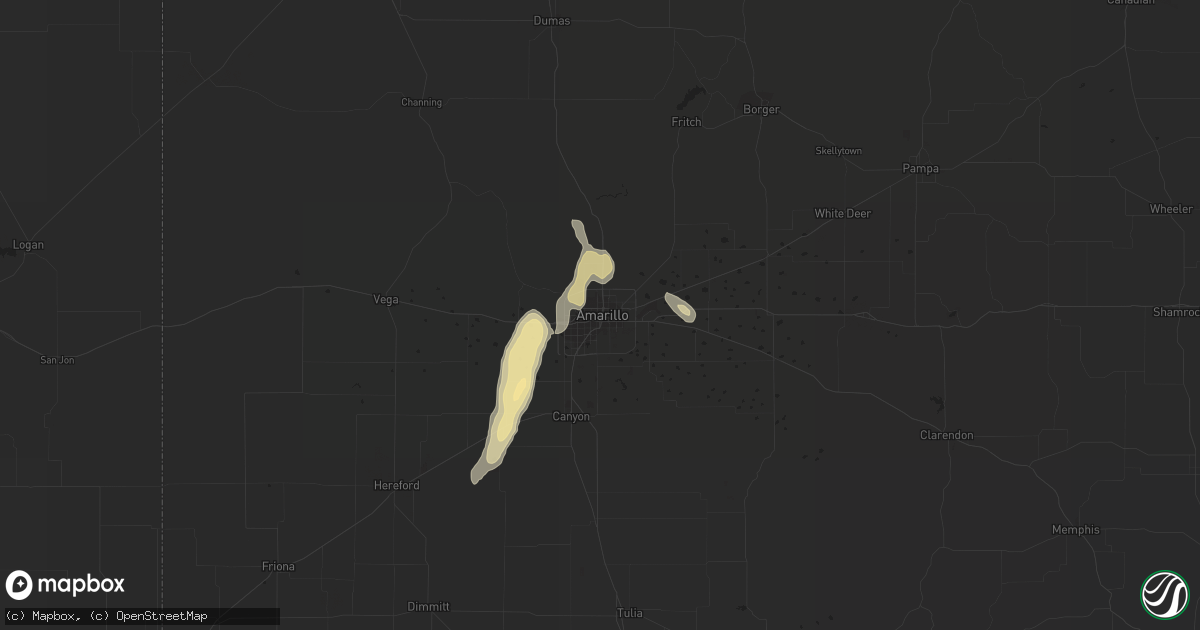 Hail map in Amarillo, TX on August 1, 2018