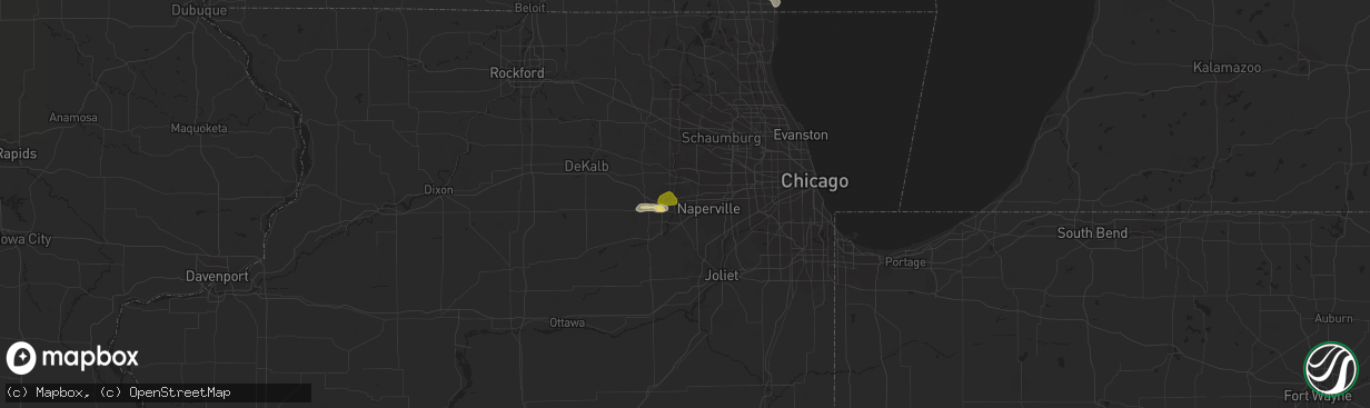 Hail map in Aurora, IL on August 1, 2018