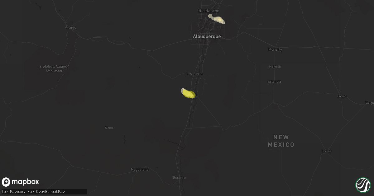 Hail map in Belen, NM on August 1, 2018
