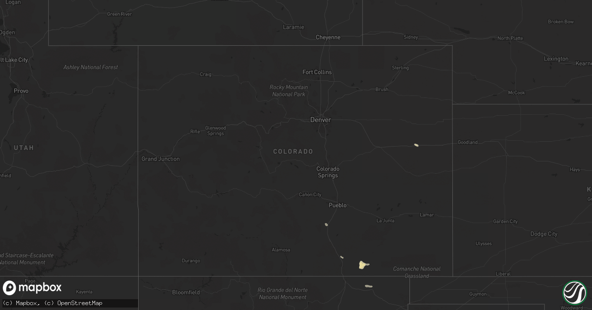 Hail map in Colorado on August 1, 2018