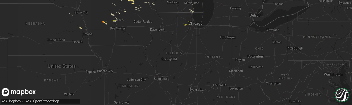 Hail map in Illinois on August 1, 2018