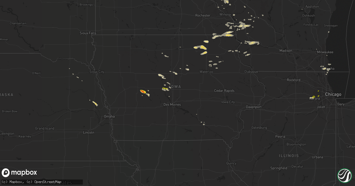 Hail map in Iowa on August 1, 2018