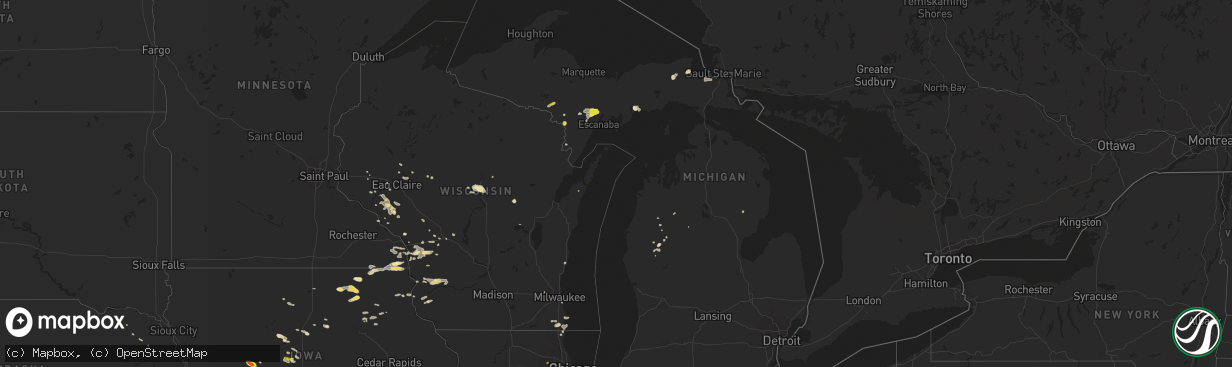 Hail map in Michigan on August 1, 2018