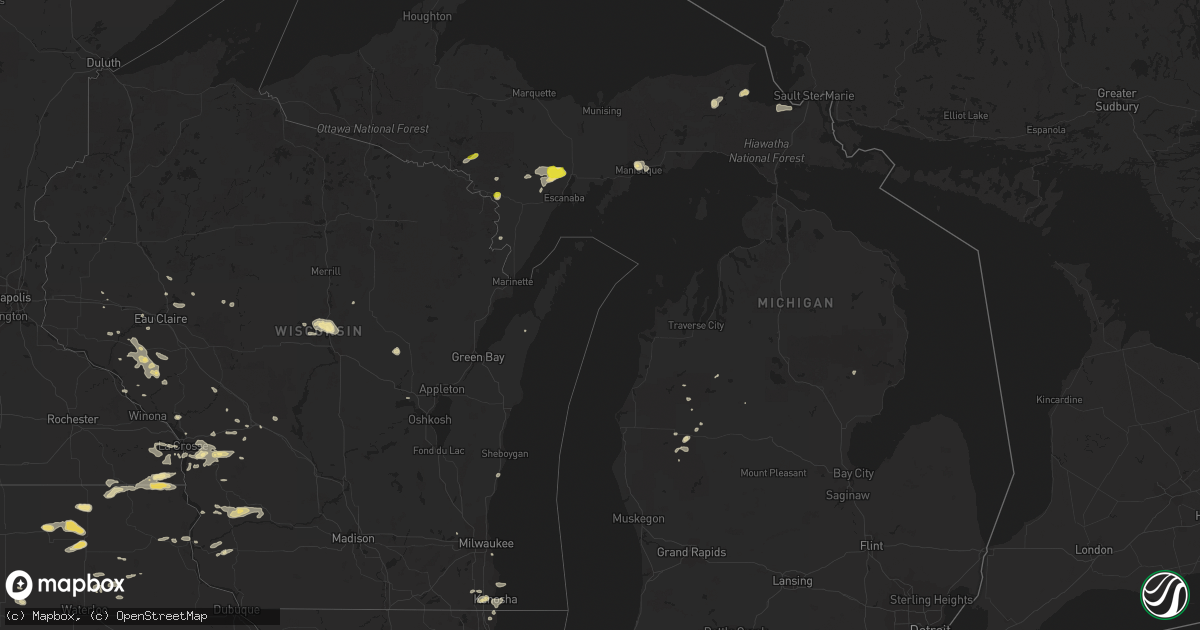 Hail map in Michigan on August 1, 2018