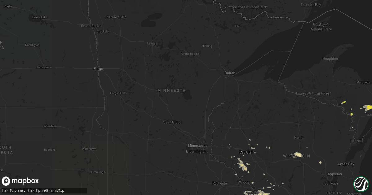 Hail map in Minnesota on August 1, 2018