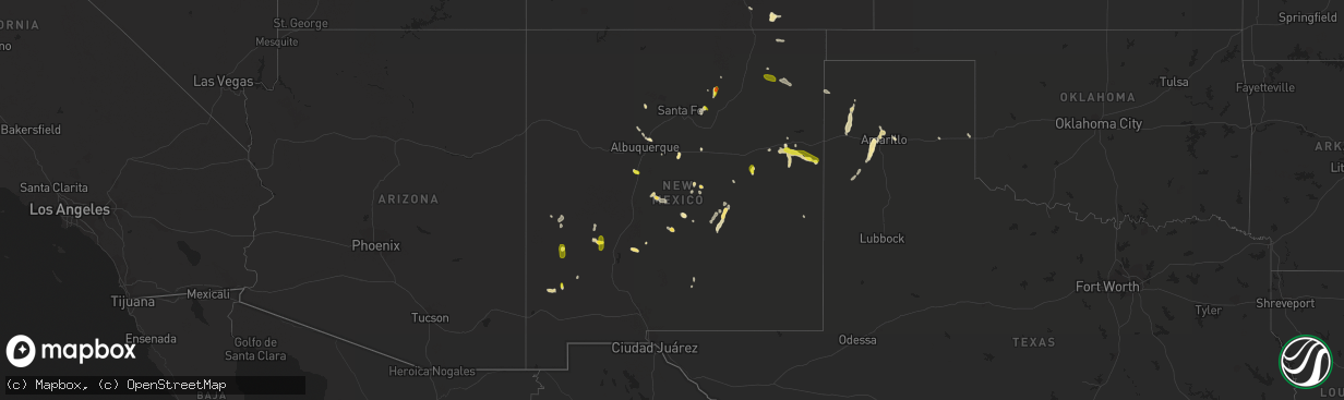 Hail map in New Mexico on August 1, 2018