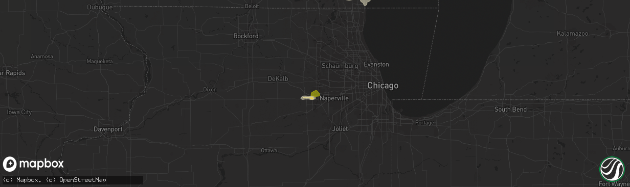 Hail map in North Aurora, IL on August 1, 2018