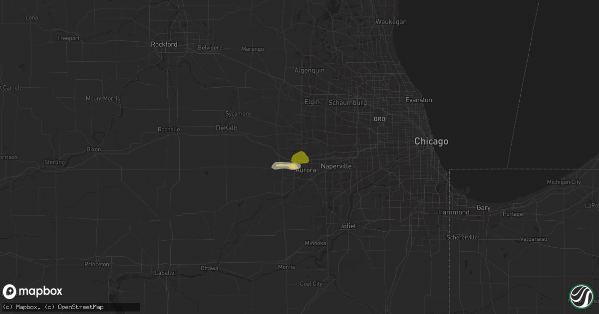 Hail map in North Aurora, IL on August 1, 2018