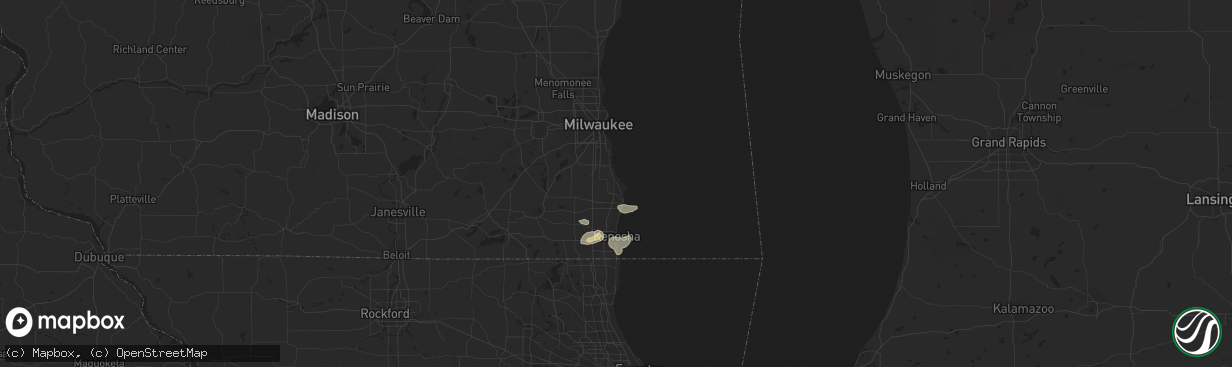 Hail map in Racine, WI on August 1, 2018