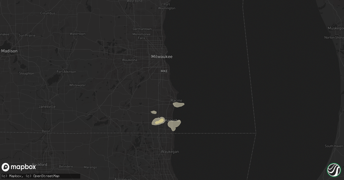 Hail map in Racine, WI on August 1, 2018
