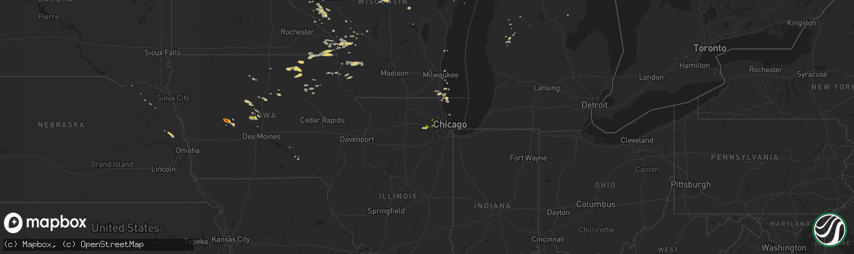 Hail map on August 1, 2018