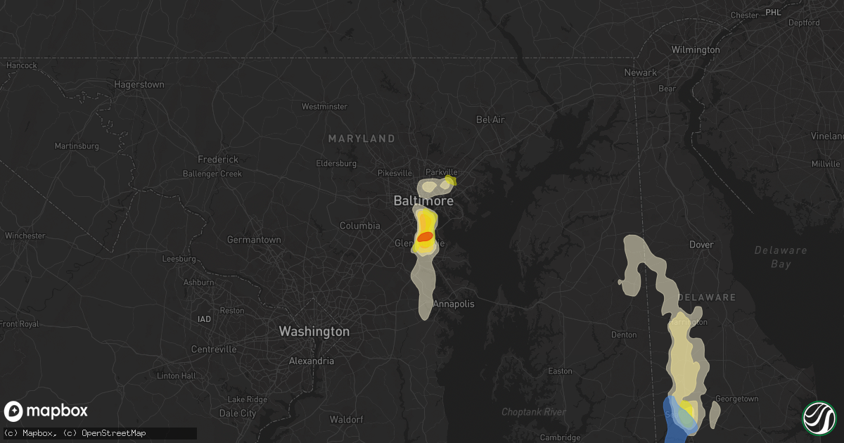 Hail map in Brooklyn, MD on August 1, 2019