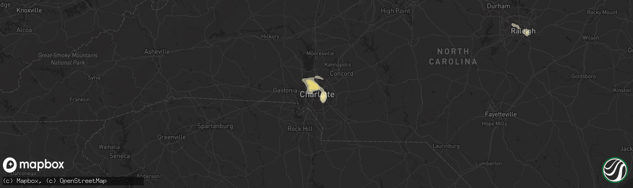Hail map in Charlotte, NC on August 1, 2019