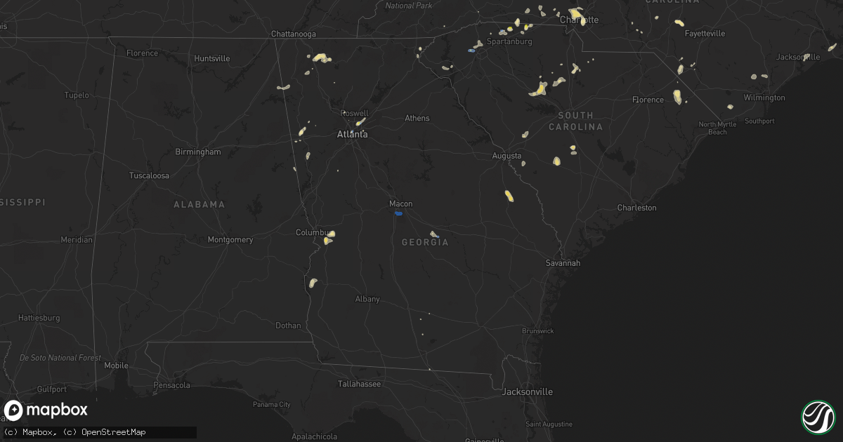 Hail map in Georgia on August 1, 2019