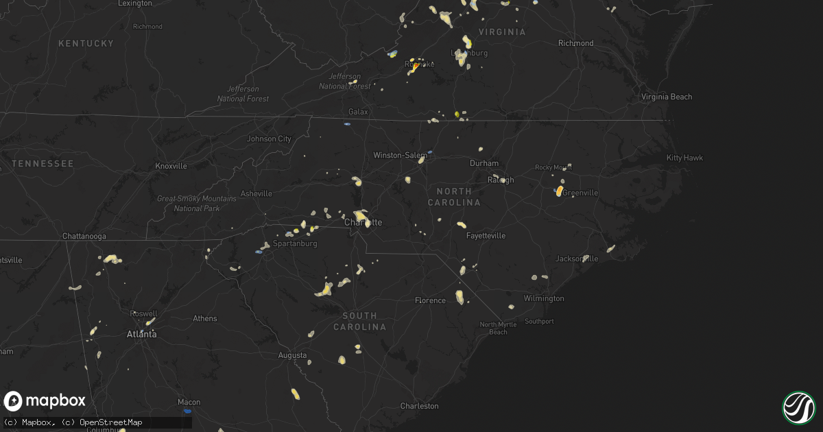 Hail map in North Carolina on August 1, 2019