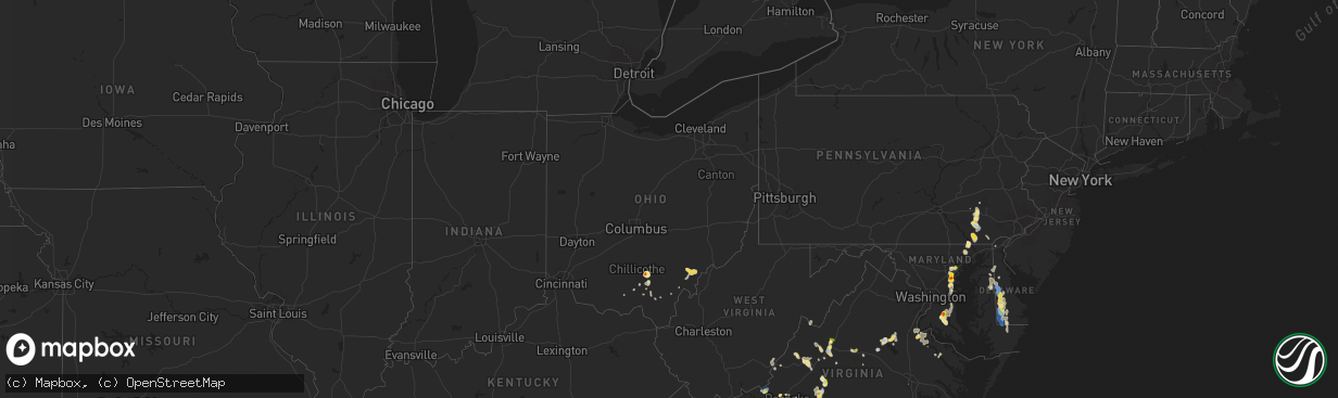Hail map in Ohio on August 1, 2019