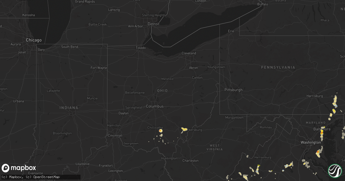 Hail map in Ohio on August 1, 2019