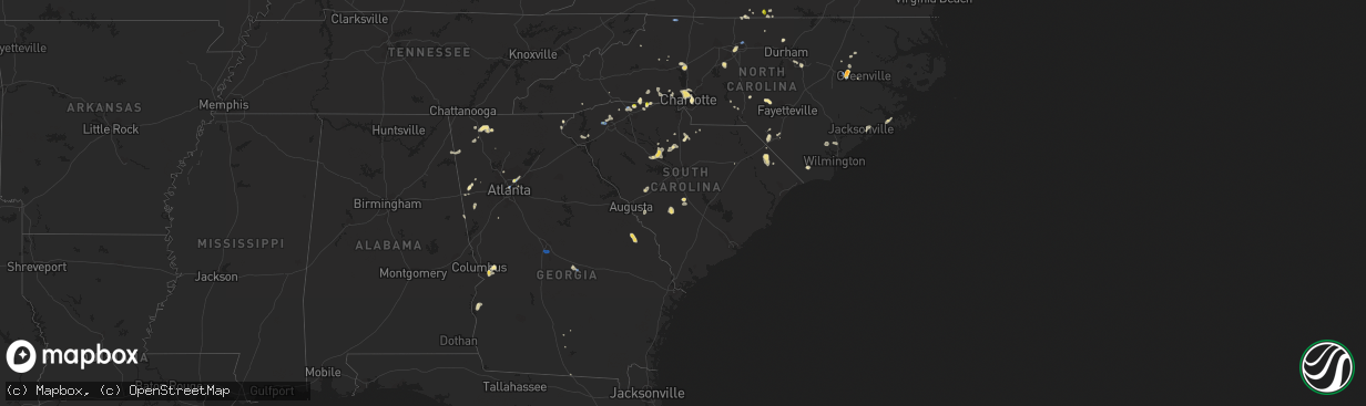 Hail map in South Carolina on August 1, 2019