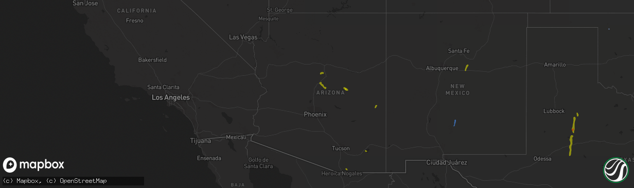 Hail map in Arizona on August 1, 2020