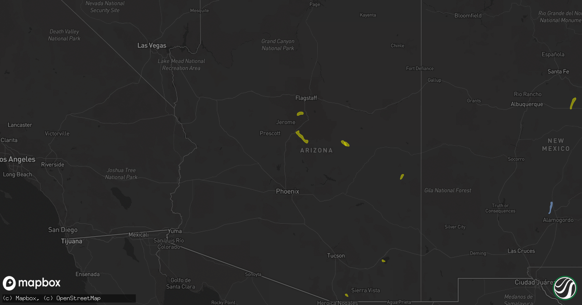 Hail map in Arizona on August 1, 2020