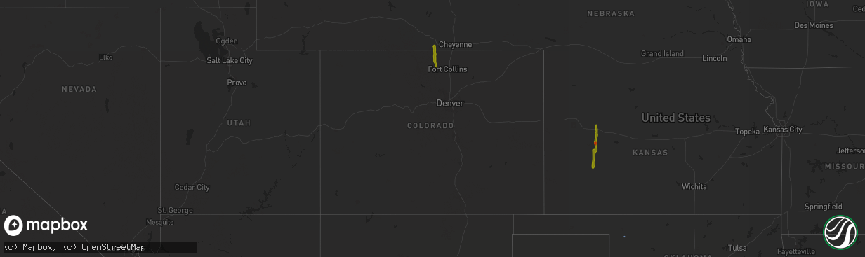 Hail map in Colorado on August 1, 2020