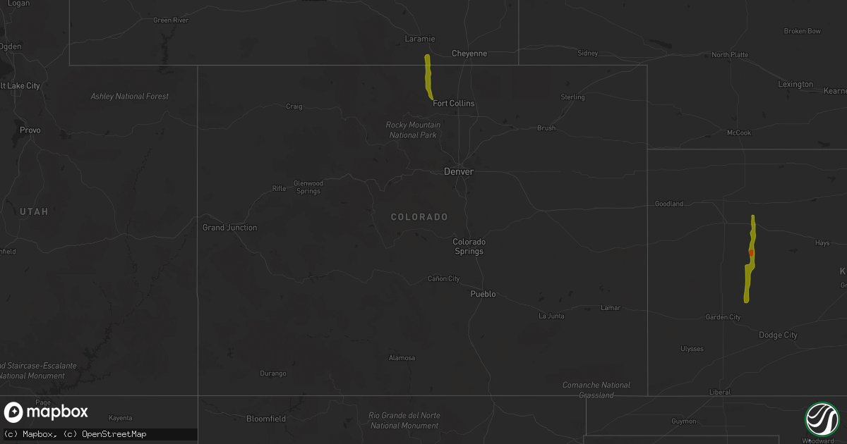 Hail map in Colorado on August 1, 2020