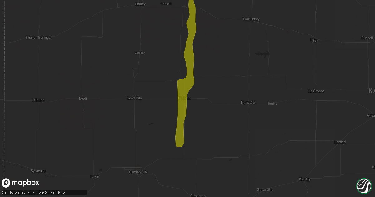 Hail map in Dighton, KS on August 1, 2020