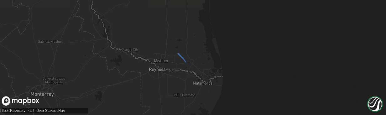 Hail map in Harlingen, TX on August 1, 2020