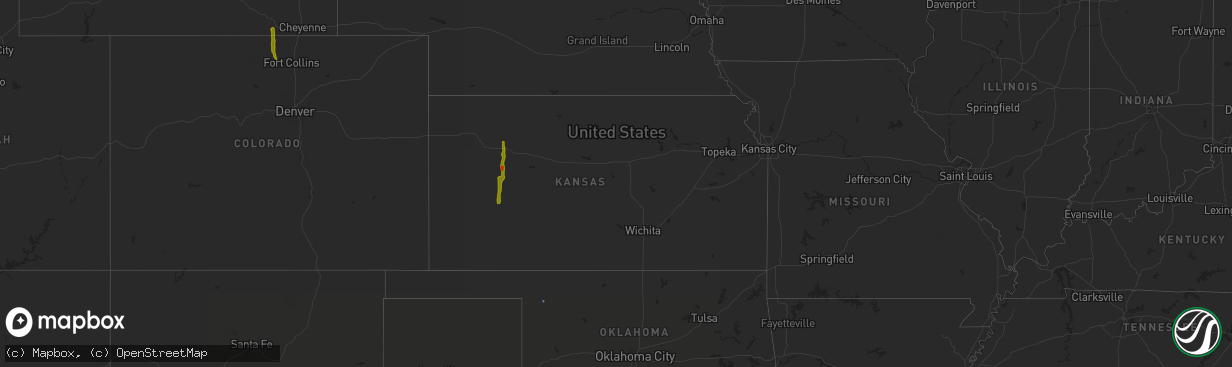 Hail map in Kansas on August 1, 2020