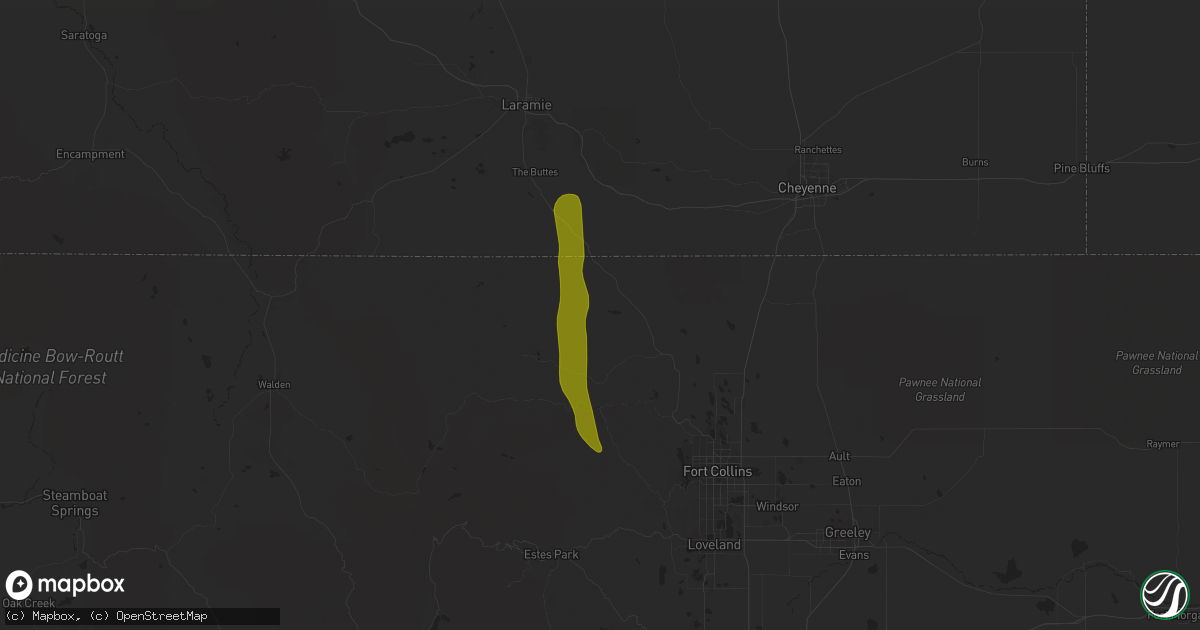 Hail map in Livermore, CO on August 1, 2020