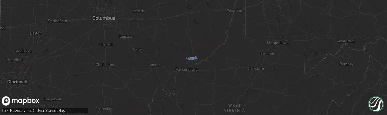 Hail map in Marietta, OH on August 1, 2020