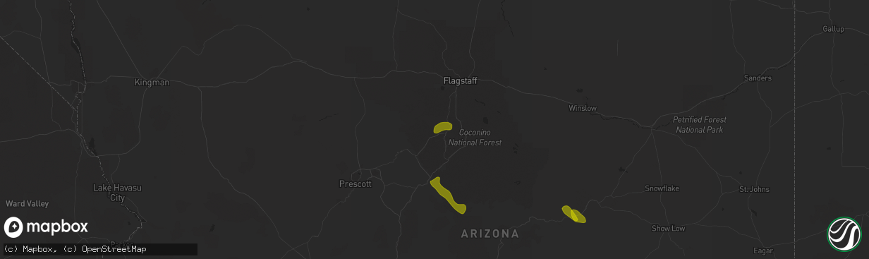 Hail map in Sedona, AZ on August 1, 2020